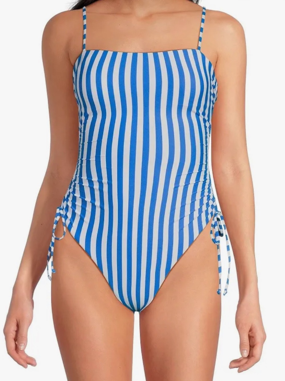 Gianni Bini Almafi Coast Striped Ruched Side Tie One Piece Swimsuit NWT